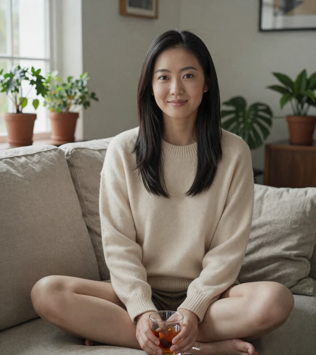 Mira reading her Small Penis Club inbox at home - a private dating site member spotlight