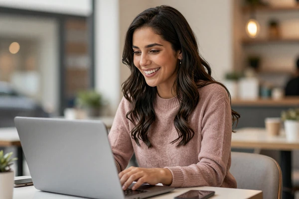 Woman comparing niche dating site options on a laptop, illustrating the best niche dating sites in 2026 roundup