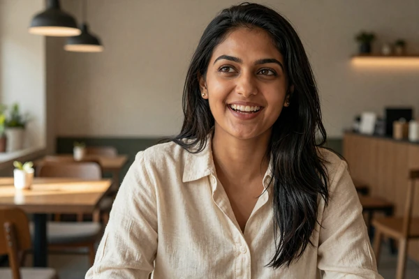 Joyful woman illustrating real MoreThanSize success stories from members who found connection without judgment